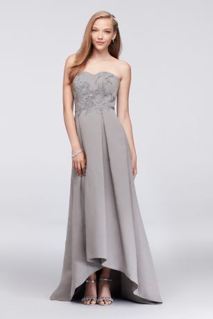 Appliqued Faille High-Low Bridesmaid Dress