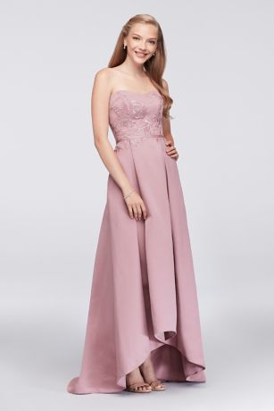 Appliqued Faille High-Low Bridesmaid Dress