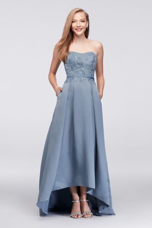 Appliqued Faille High-Low Bridesmaid Dress