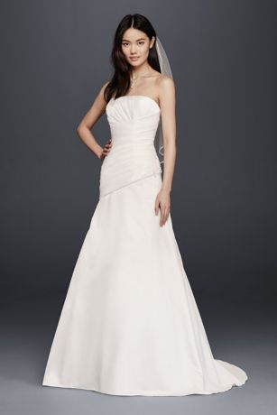 A-Line Strapless Satin Wedding Dress