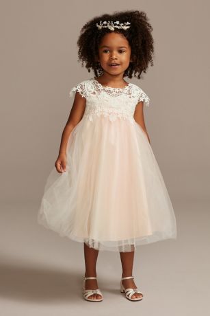 Venise Lace Cap Sleeve Flower Girl Dress