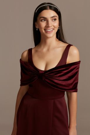 Velvet Off the Shoulder Bow Wrap