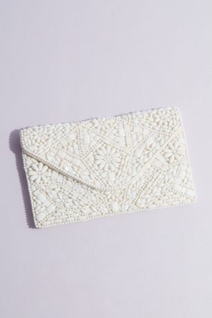 Allover Beaded Patchwork Floral Envelope Clutch