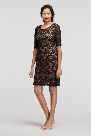 3/4 Sleeve Illusion Lace Sheath Dress