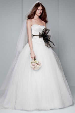 White by Vera Wang Draped Taffeta  Wedding Dress