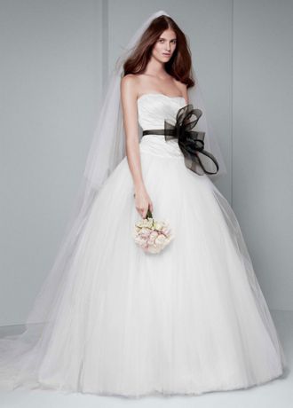 White by Vera Wang Draped Taffeta  Wedding Dress