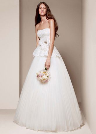 White by Vera Wang Strapless Peplum Wedding Dress