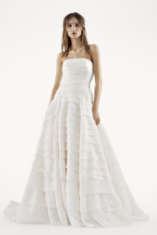 White by Vera Wang A-line Drop Waist Wedding Dress