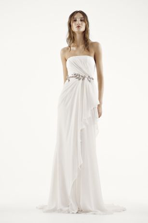 White by Vera Wang Strapless Chiffon Wedding Dress