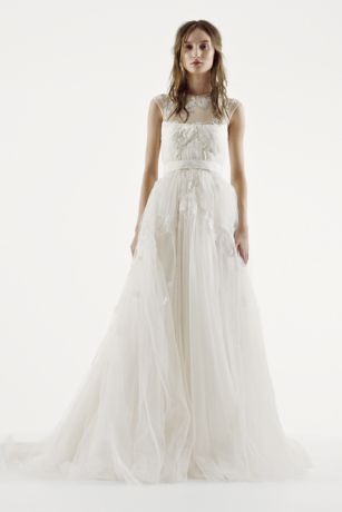 White by Vera Wang Illusion Neckline Wedding Dress