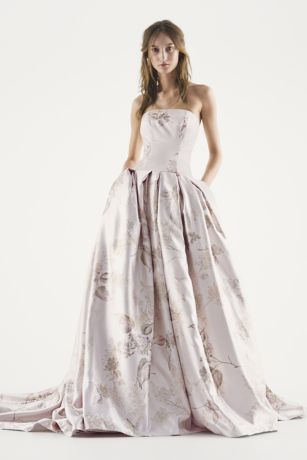 White by Vera Wang Strapless Floral Wedding Dress