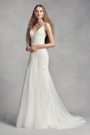 White by Vera Wang Plunging Sheath Wedding Dress