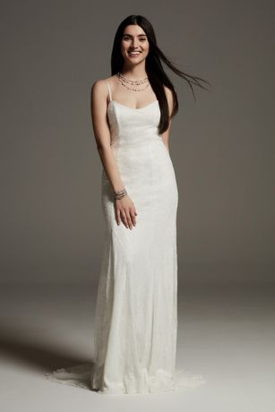 White by Vera Wang Sequin Lace Slip Dress