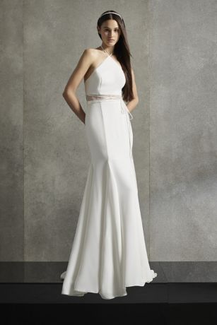 White by Vera Wang Illusion Waist Halter Dress