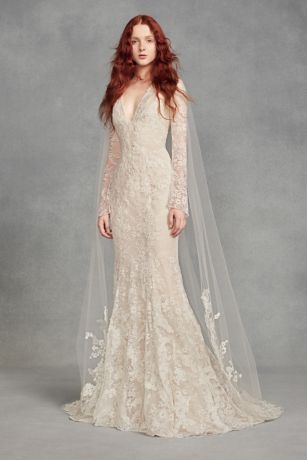 Appliqued Floral Lace Chapel-Length Veil