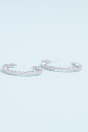 White by Vera Wang Crystal Baguette Hoop Earrings