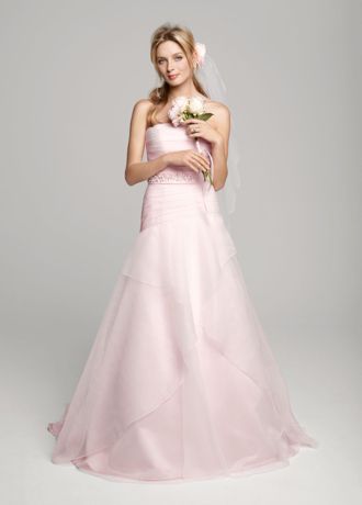 A-line Organza Over Satin Gown with Beaded Sash