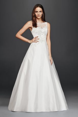 A-Line Wedding Dress with Illusion Lace Neckline