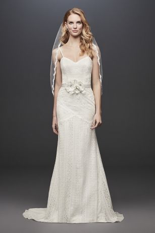 Allover Lace Tank Sheath Wedding Dress