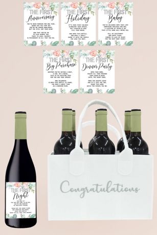 Wedding Milestone Wine Labels and Bottle Caddy