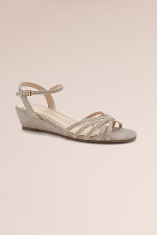 Winslow Shimmer Low Wedge Ankle Strap Heels