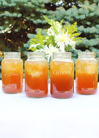 Wedding Party 26oz. Mason Jar Set of 4