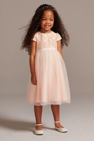 As Is Lace Overlay Cap Sleeve Flower Girl Dress