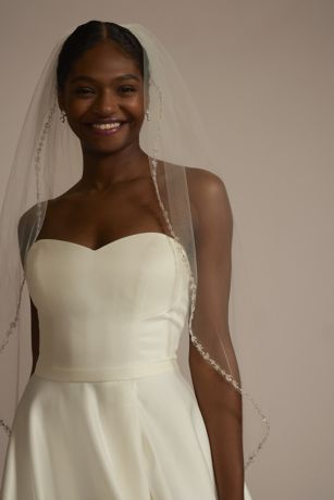 Vine Beaded Edge Tulle Mid-Length Veil