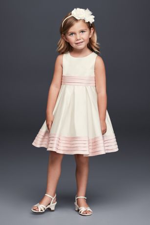 As Is Satin Flower Girl Dress with Pleated Waist