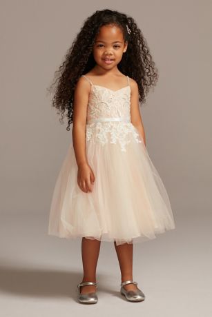 As Is Applique Spaghetti Strap Flower Girl Dress