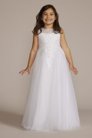 As Is Illusion and Tulle Flower Girl Dress