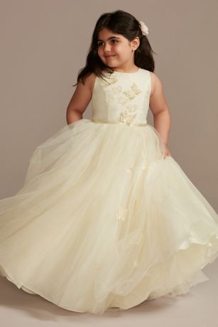 3D Butterfly Glitter Tulle Flower Girl Dress