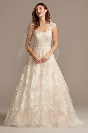 As Is Floral Applique Tulle Wedding Dress