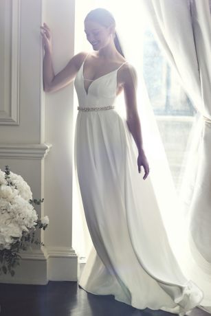 As Is Illusion DeepV Spaghetti Strap Wedding Dress