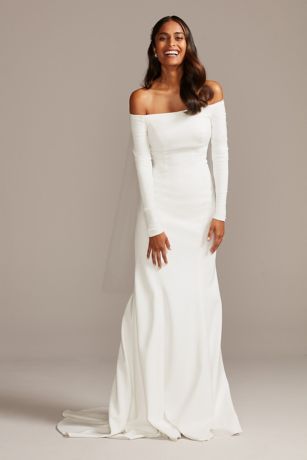 As Is Off the Shoulder Crepe Wedding Dress