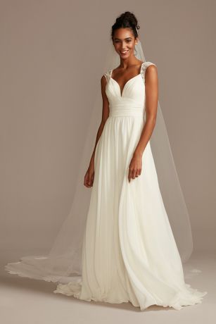 As Is Beaded Keyhole Back Chiffon Wedding Dress