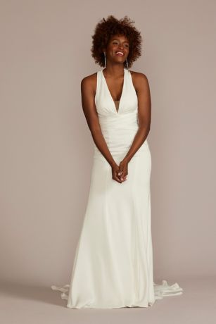 As Is Crepe Back Satin Sheath Wedding Dress