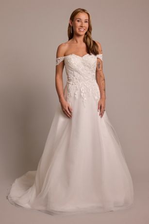 As Is Off-the-Shoulder Appliqued Wedding Dress