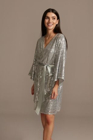 Allover Sequin Robe with Satin Sash