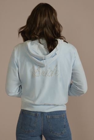 Zip-Up Velour Rhinestone Bride Hoodie