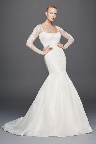 As Is Illusion Sleeve Keyhole Back Wedding Dress