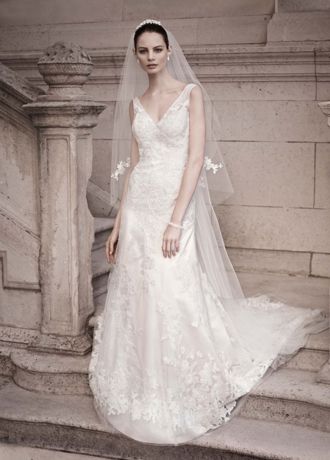 A-line Gown with Illusion Straps and Beaded Lace