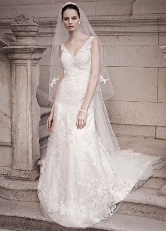 A-line Gown with Illusion Straps and Beaded Lace