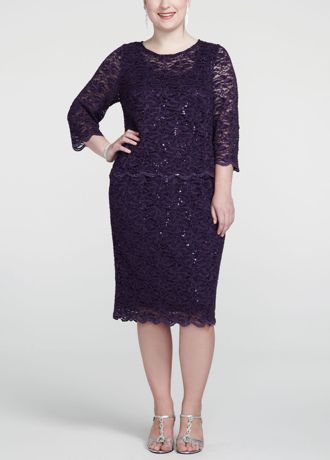 3/4 Sleeve Sheath All Over Sequin Dress