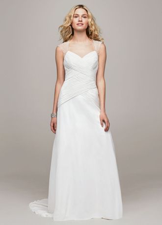 A-Line Wedding Dress with Beaded Cap Sleeve Detail