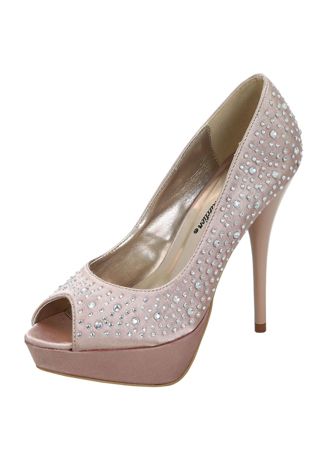 All Over Crystal Satin Peep Toe