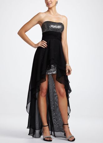 All Over Sequin Dress with Chiffon Overlay