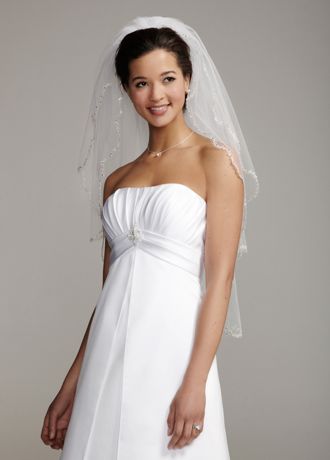 2-Tier Fingertip Length Veil with Embroidered Edge