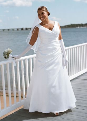 A-Line Plus Wedding Dress with Side-Draped Bodice