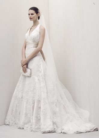 All Over Lace A-Line Gown with Obi Sash